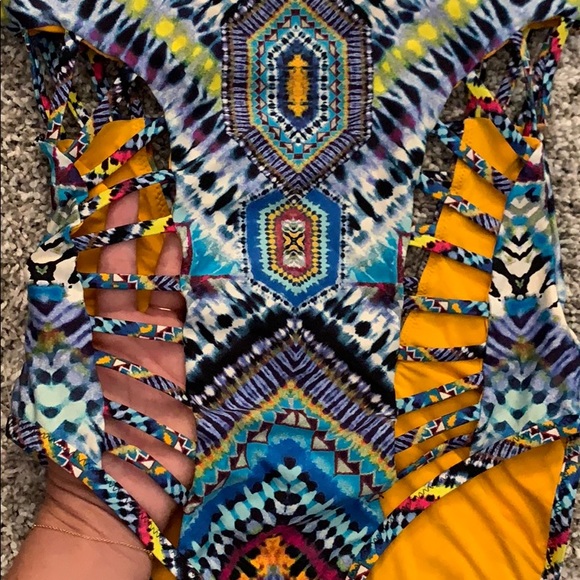 Red Carter Cutout One Piece Swimsuit - Picture 5 of 5